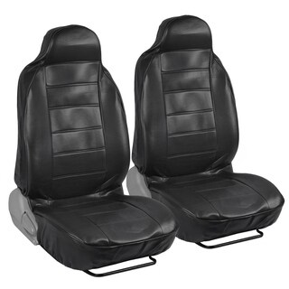 Deluxe High Black Back Leatherette Seat Covers (Front Pair)