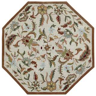 Brown Wool Traditions Paradise (8'x8') Octagon Rug