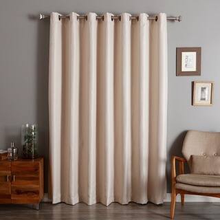 Aurora Home Wide Width Basketweave Linen Look Room Darkening Grommet Curtain Panel