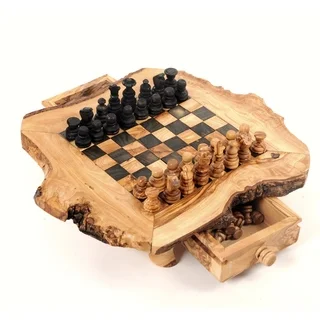 Handmade Olive Wood Chess Set (Tunisia) Small Size (11x11x3)
