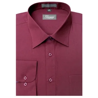 Giovanni Men's Burgundy Convertible Cuff Dress Shirt