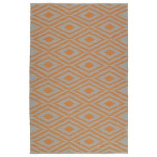 Indoor/Outdoor Laguna Grey and Orange Ikat Flat-Weave Rug (9'0 x 12'0)