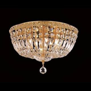 Elegant Lighting 6-light Gold Crystal Clear 16-inch Royal Cut Flush Mount
