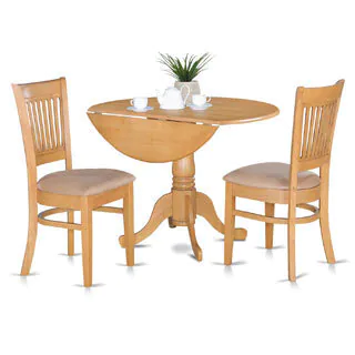 Oak Kitchen Table and 2 Slat Back Chairs 3-piece Dining Set