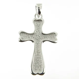 Handcrafted Sterling Silver Reversible Delicate Floral and Textured Cross (Italy)