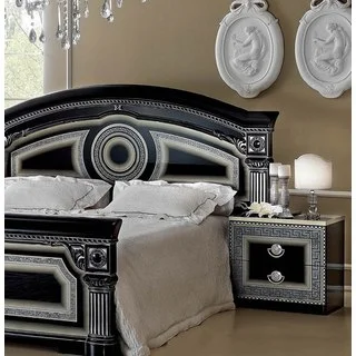 Luca Home Black/ Silver Nightstand