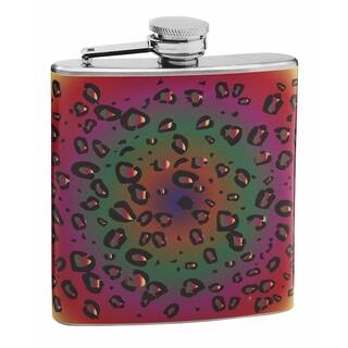 Top Shelf Psychedelic Leopard Print 6-ounce Hip Flask