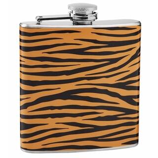 Top Shelf Tiger Print 6-ounce Stainless Steel Hip Flask