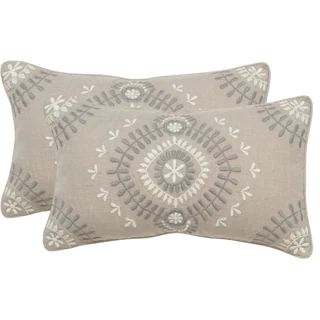 Safavieh Aiyana Grey Stone Throw Pillows (12-inches x 20-inches) (Set of 2)