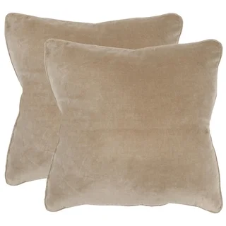 Safavieh Velvet Dream Beige Throw Pillows (12-inches x 20-inches) (Set of 2)