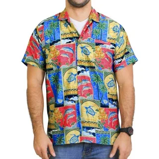 Men's Tropical Printed Aloha Hawaiian Beach Shirt