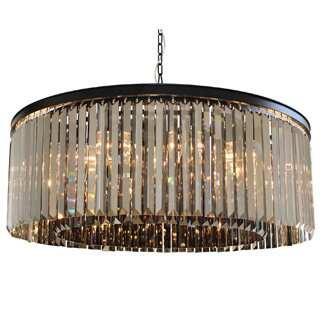 D'Angelo 12-Light Round Fringe Smoked Crystal Chandelier