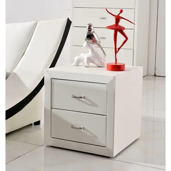 Riley White Faux Leather Modern Night Stand