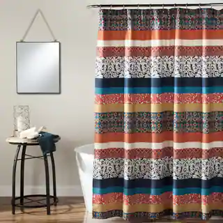 Lush Decor Boho Stripe Turquoise/ Orange Shower Curtain