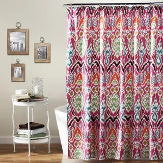 Lush Decor Jaipur Ikat Fuchsia Shower Curtain