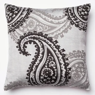 Kera Black Paisley 18-inch Feather and Down or Polyester Filled Square Throw Pillow or Pillow Cover