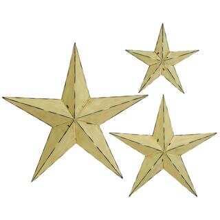 Farmhouse Inspired Distressed Ivory Iron 3D Barnstar Wall Sculptures (Set of 3)