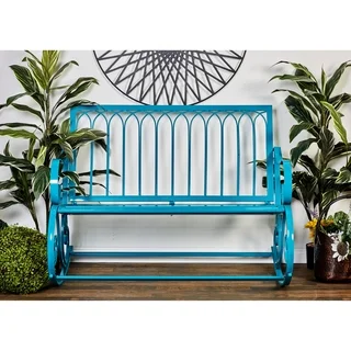 Great Outdoors Turqouise All-weather Tin Rocking Bench
