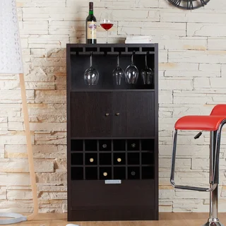 Furniture of America Dinette Contemporary Espresso Wine Cabinet