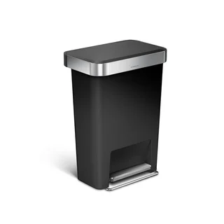 Simplehuman 45-liter Black Plastic Rectangular Step Can with Liner Pocket