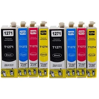 127 T127 Ink for Epson Stylus NX530 NX625 WorkForce 3520 635 3530 3540 7010 645 7510 7520 60 840 545 630 633 845 (8-pack)