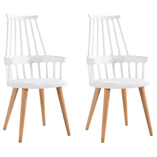 Design Guild High Backed Chair with Wooden Legs (Set of 2)