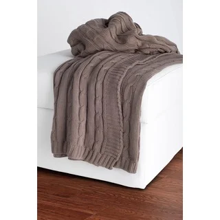 Rizzy Home Cable Knit Sweater Throw Mocha