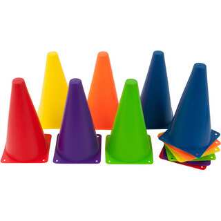 9-inch Plastic Cone Mixed Colors Sports Training Gear (Pack of 12)
