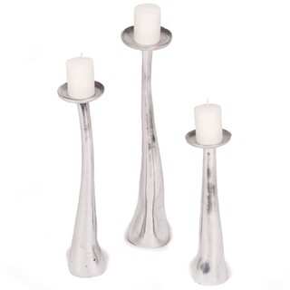 Handmade Set of 3 Artisan Recycled Aluminum Candle Holders (Morocco)