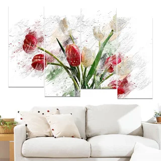 Design Art 'Red and White Tulips' Canvas Art Print