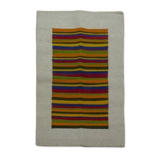 Handcrafted Wool 'Joyous Color' Rug 2.5x4 (Mexico)