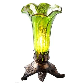 River of Goods 7.5" H Handblown Green Mercury Glass Lily Lamp
