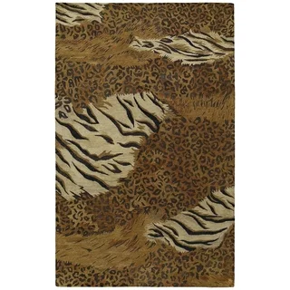 Handmade Magi Sheeba Tiger Print Wool Rug (8'0 x 10'0)