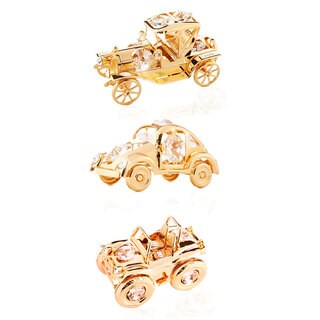 Matashi 24K Gold Plated Collectible Vehicles Ornament Package with Genuine Matashi Crystals