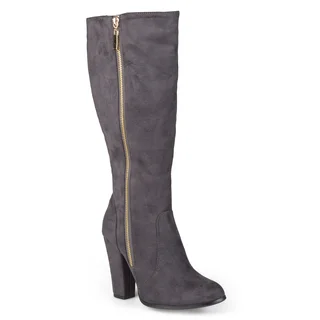 Journee Collection Women's 'Train' Faux Suede Heeled Boot