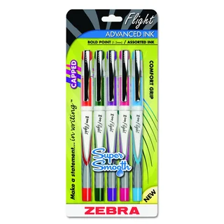 Zebra Z-Grip Flight Stick Assorted Ballpoint Pen (5 Packs of 5)