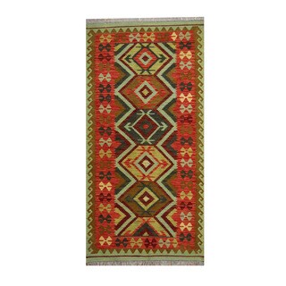 Herat Oriental Afghan Hand-woven Tribal Vegetable Dye Wool Kilim (3'4 x 6'8)