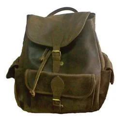 David King Leather Cafe Backpack w/ Flapper Pockets