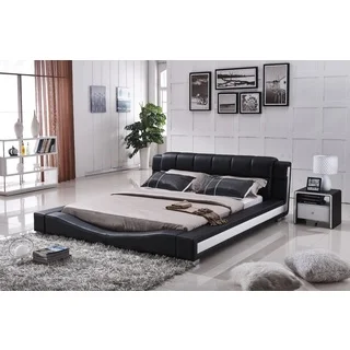 Liam Black and White Faux Leather Contemporary Platform Bed