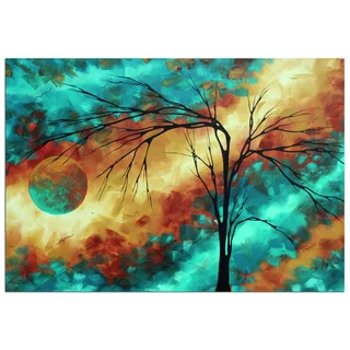 Megan Duncanson 'Reaching for the Moon' Colorful Modern Landscape Painting Giclée on Metal