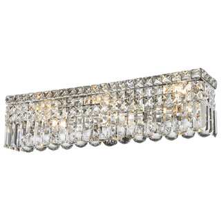 Glam Art Deco Style 6-light Chrome Finish Crystal Strand Wall Vanity Light