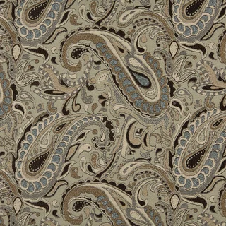 A0110A Brown Blue Tan Paisley Woven Indoor Outdoor Upholstery Fabric
