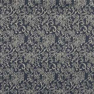 B600 Navy Blue/ Floral Jacquard Upholstery Fabric