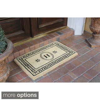 Leaf Border Coco Fibre Entry Mat Monogrammed (22x36 inches)