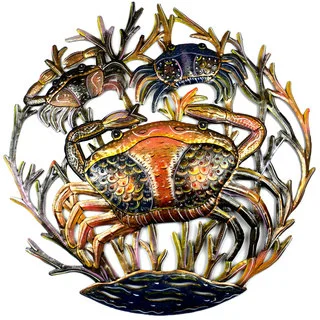 24-inch Painted Crabs Metal Wall Art (Haiti)