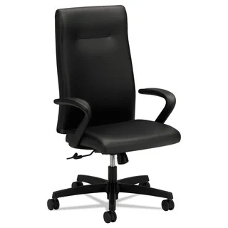HON Ignition Series Executive High-Back Chair, Black Leather Upholstery