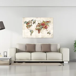 Dorothea Taylor 'Well Traveled World Map' 28x42 Canvas Wall Art
