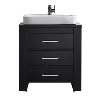 Pascara 30-inch Espresso Single Vanity with White Drop-in Porcelain Vessel
