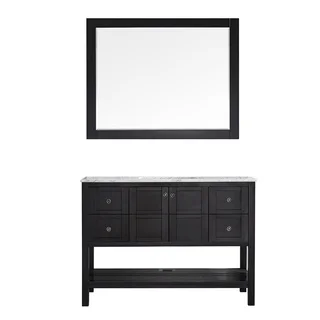 Vinnova Florence 48-inch Espresso Single Vanity with Carrara White Marble Top, and Mirror