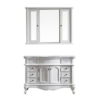 Vinnova Messina 48-inch Single Vanity in White with Carrara White Marble Top with Mirror